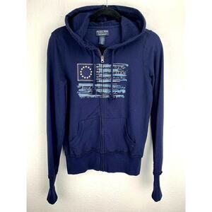 Polo Jeans Co Ralph Lauren Full Zip Hoodie Sweatshirt Blue Size S Small Flag